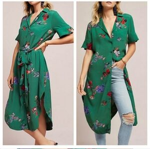 Anthropologie Maeve Jenny Floral Shirt Dress